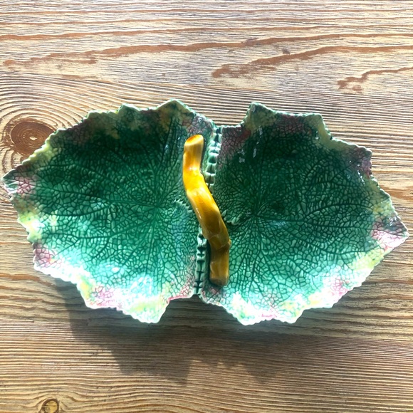 Bordallo Pinheiro Other - Bordallo Pinheiro Majolica Green Cabbage Ceramic two part Serving Bowl